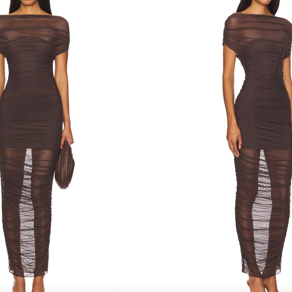 Noel Off Shoulder Mesh Midi Dress SER.O.YA